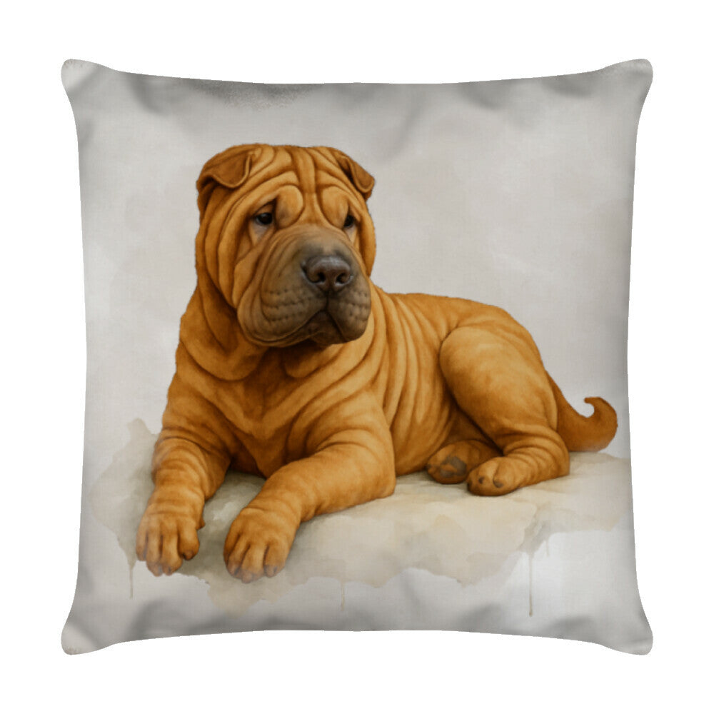 Kissen "Shar Pei - Relax" Weiß – hunde-shirt.de