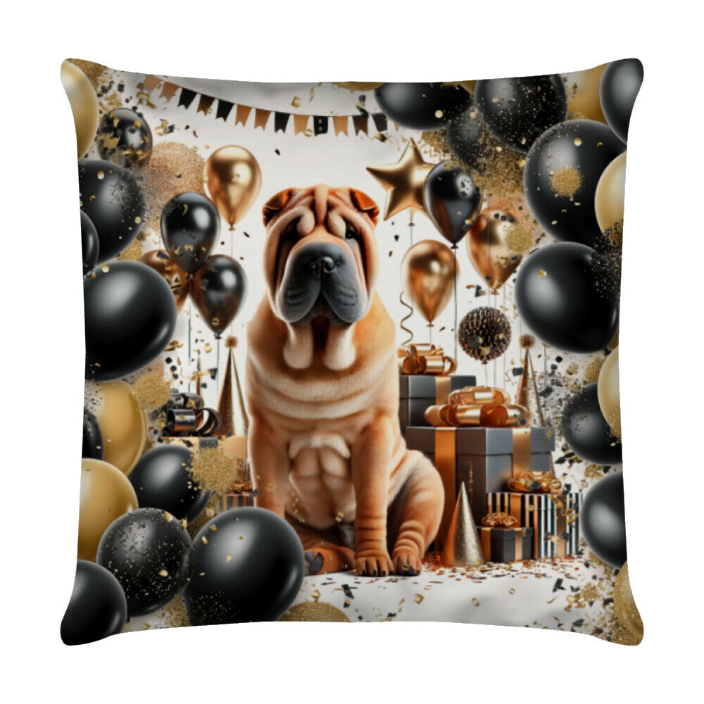 Kissen "Shar Pei - Geburtstag" Weiß – hunde-shirt.de