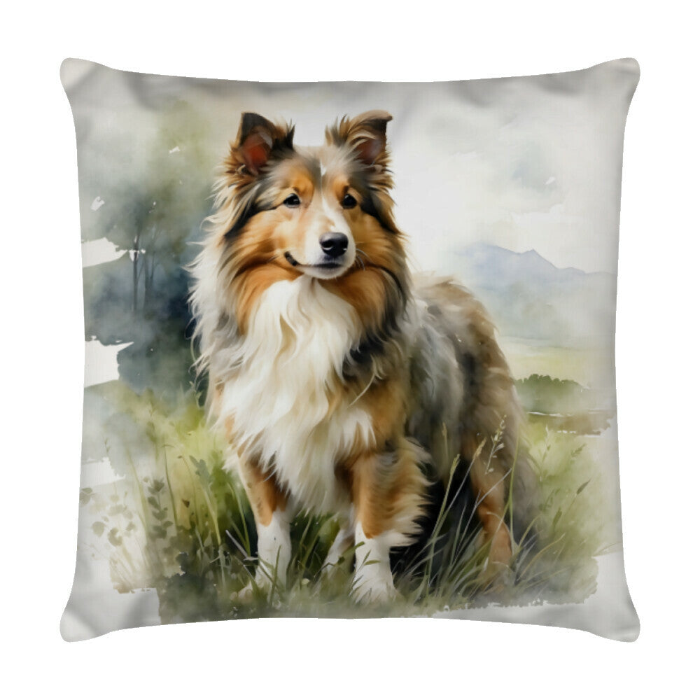 Kissen "Sheltie - Natur" Weiß – hunde-shirt.de