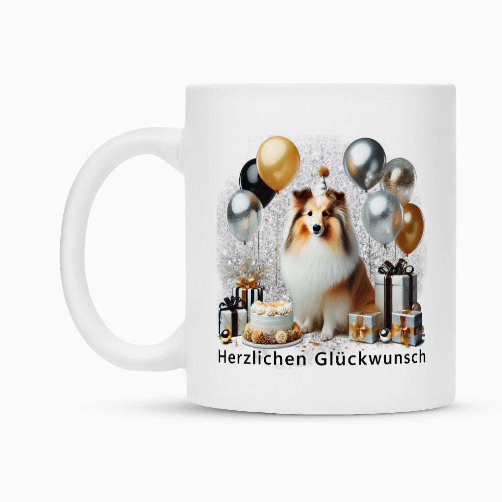 Tasse "Sheltie - Herzlichen Glückwunsch" – hunde-shirt.de