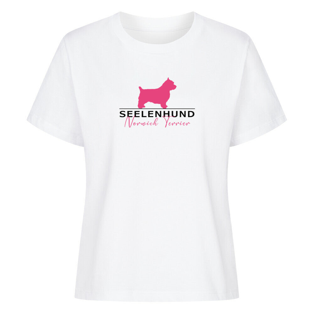 Premium Damen-Shirt "Norwich Terrier - Seelenhund" Weiß – hunde-shirt.de