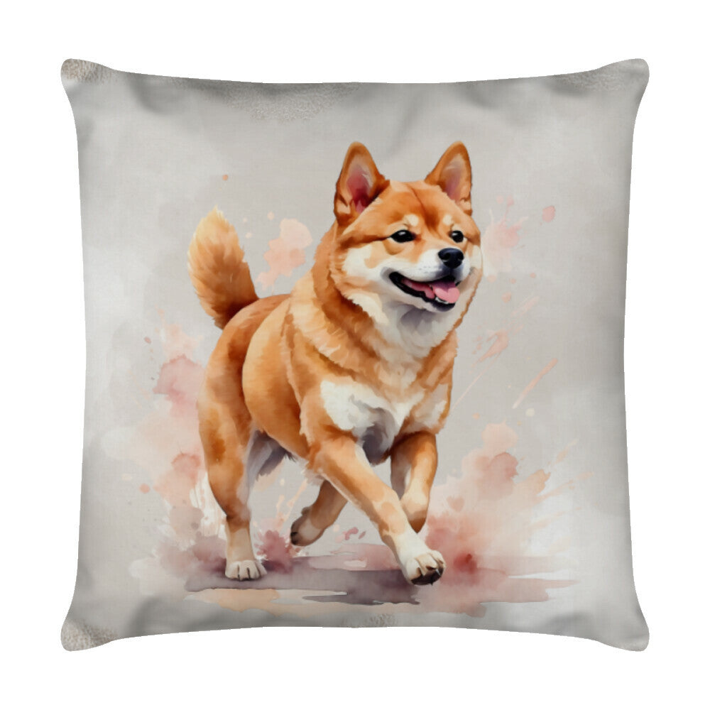 Kissen "Shiba Inu - Auslauf" Weiß – hunde-shirt.de