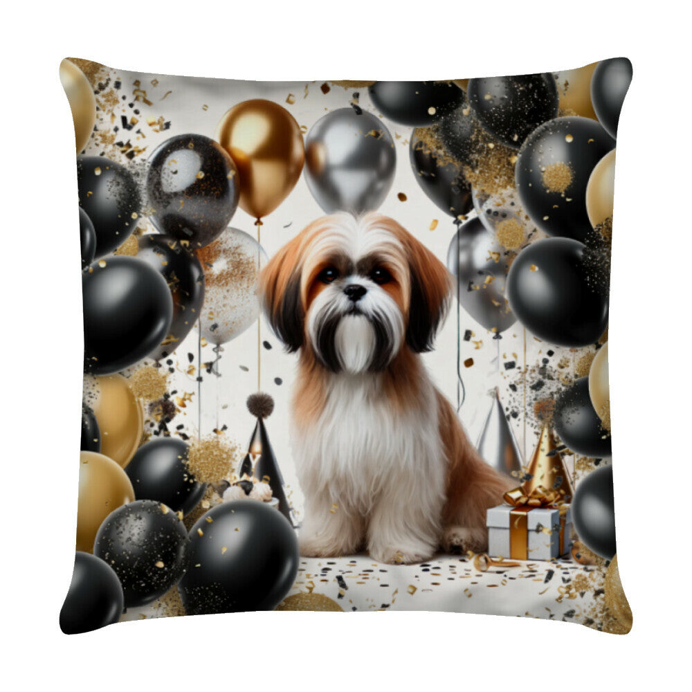 Kissen "Shih Tzu - Geburtstag II" Weiß – hunde-shirt.de