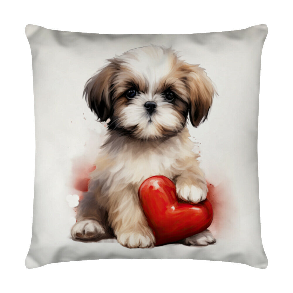 Kissen "Shih Tzu - Mein Herz" Weiß – hunde-shirt.de