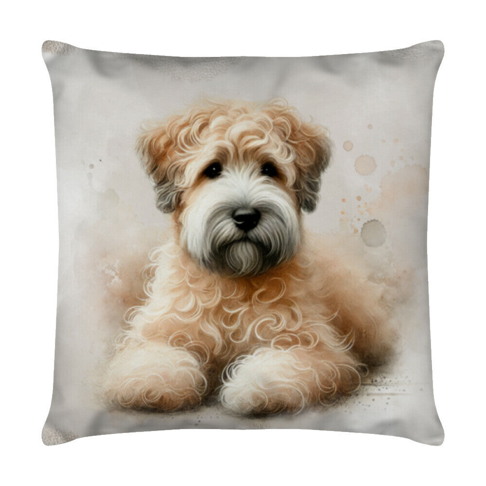 Kissen "Soft Coated Wheaten - Relax" Weiß – hunde-shirt.de