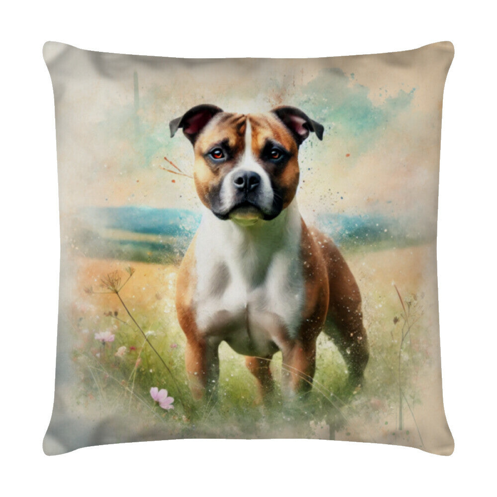 Kissen "Staffordshire - Sommertag" Weiß – hunde-shirt.de