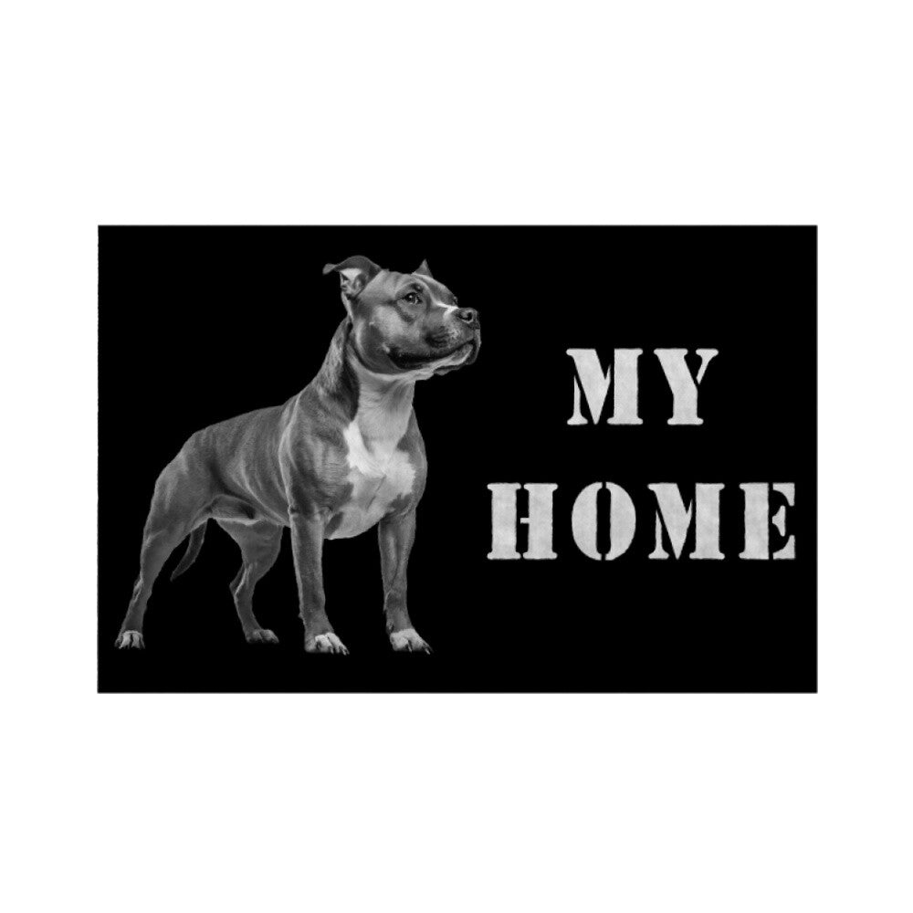 Fußmatte "Staffordshire - MY HOME" Weiß – hunde-shirt.de