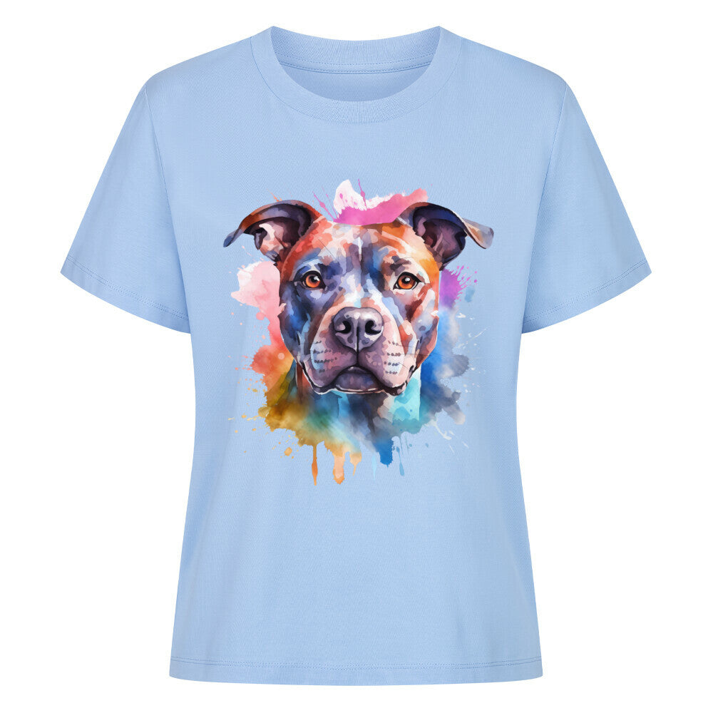 Premium Damen-Shirt "Staffordshire - Splash" Sky Blue – hunde-shirt.de