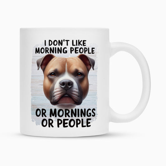 Tasse "Staffordshire hell - Morning People" Weiß – hunde-shirt.de