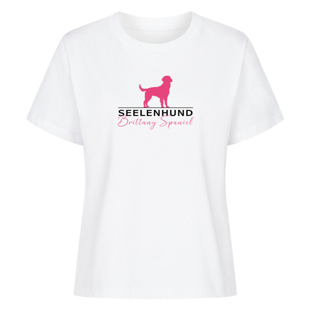 Premium Damen-Shirt "Brittany Spaniel - Seelenhund" Weiß – hunde-shirt.de