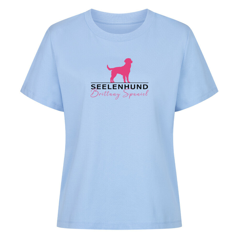 Premium Damen-Shirt "Brittany Spaniel - Seelenhund" Sky Blue – hunde-shirt.de