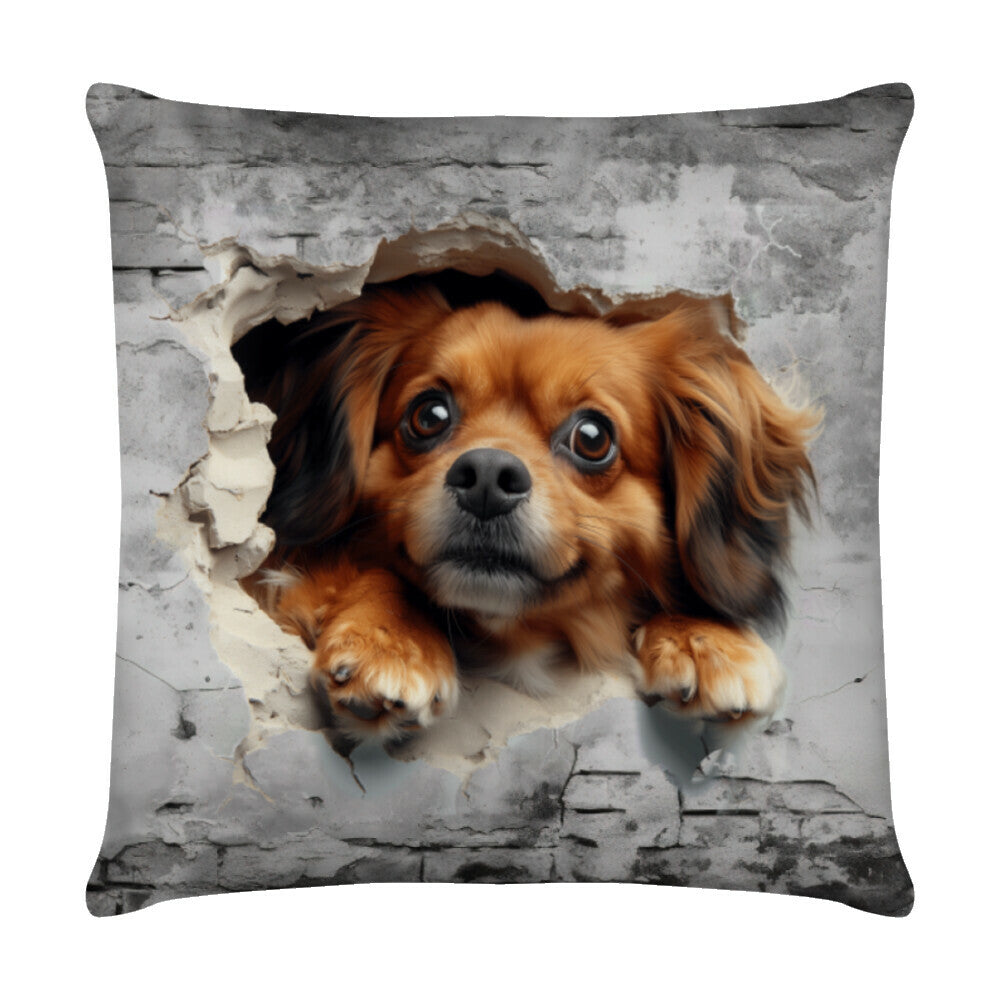 Kissen "Tibet Spaniel - Wall II" Weiß – hunde-shirt.de