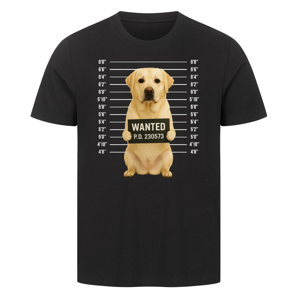 Premium T-Shirt "Labrador - WANTED" Schwarz – hunde-shirt.de
