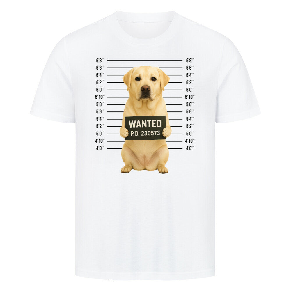 Premium T-Shirt "Labrador - WANTED" Weiß – hunde-shirt.de