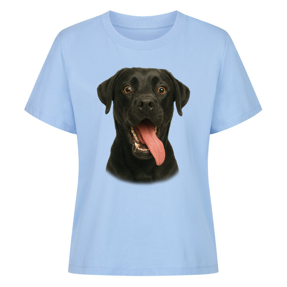 Premium Damen-Shirt "Labrador schwarz - Crazy" Sky Blue – hunde-shirt.de