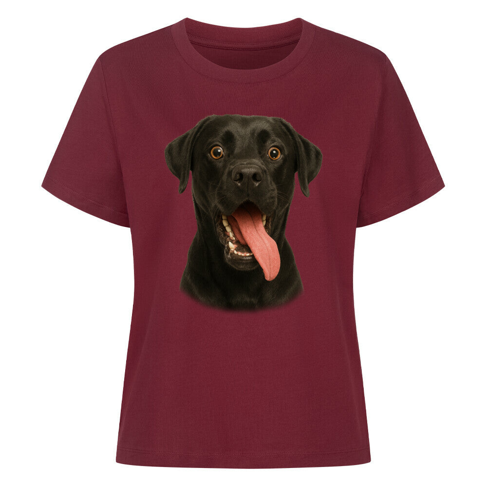 Premium Damen-Shirt "Labrador schwarz - Crazy" Burgunder – hunde-shirt.de