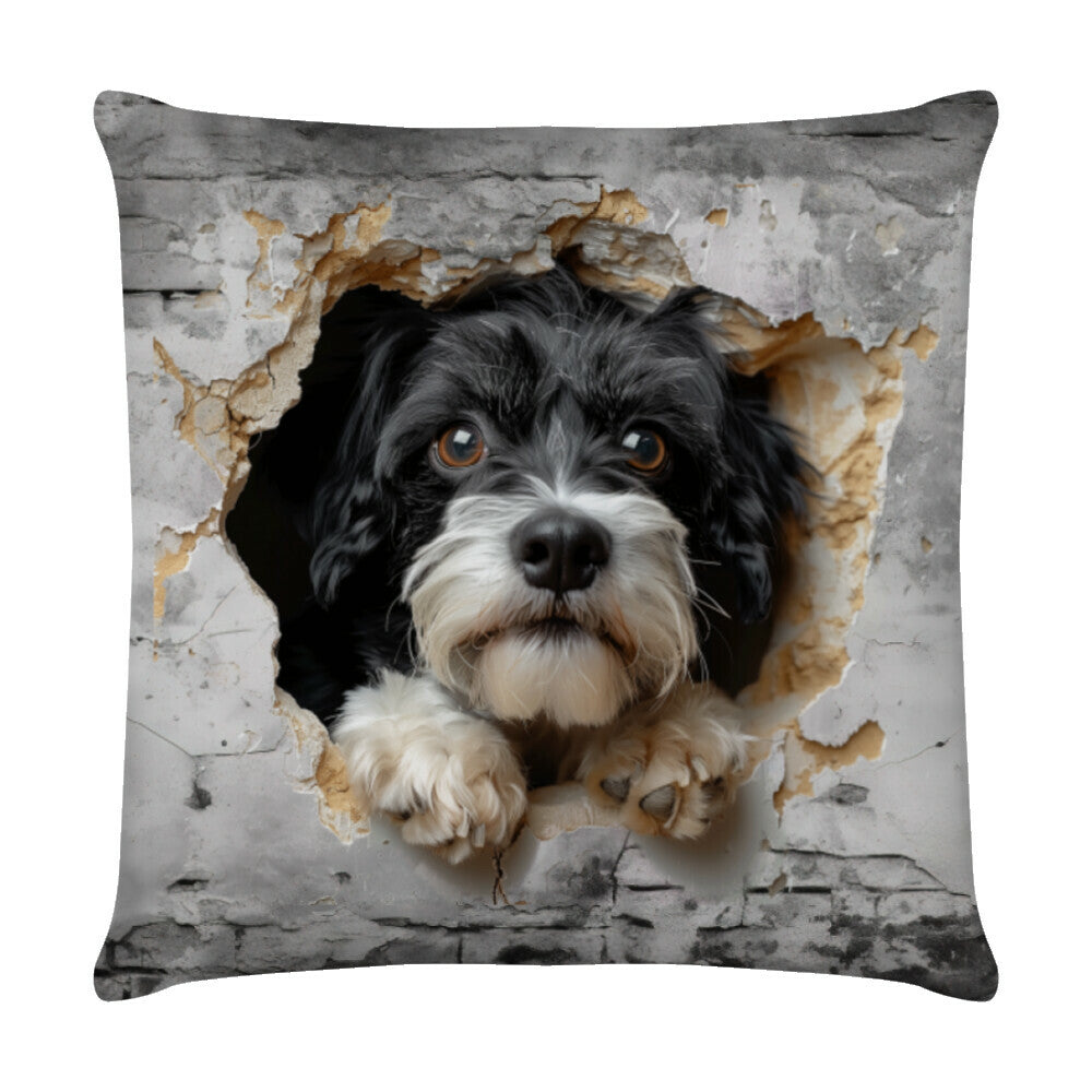 Kissen "Tibet Terrier - Wall" Weiß – hunde-shirt.de