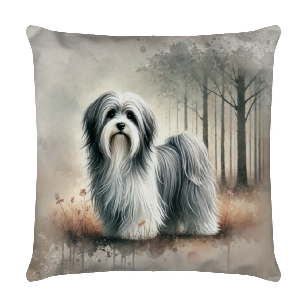 Kissen "Tibet Terrier - Stille" Weiß – hunde-shirt.de