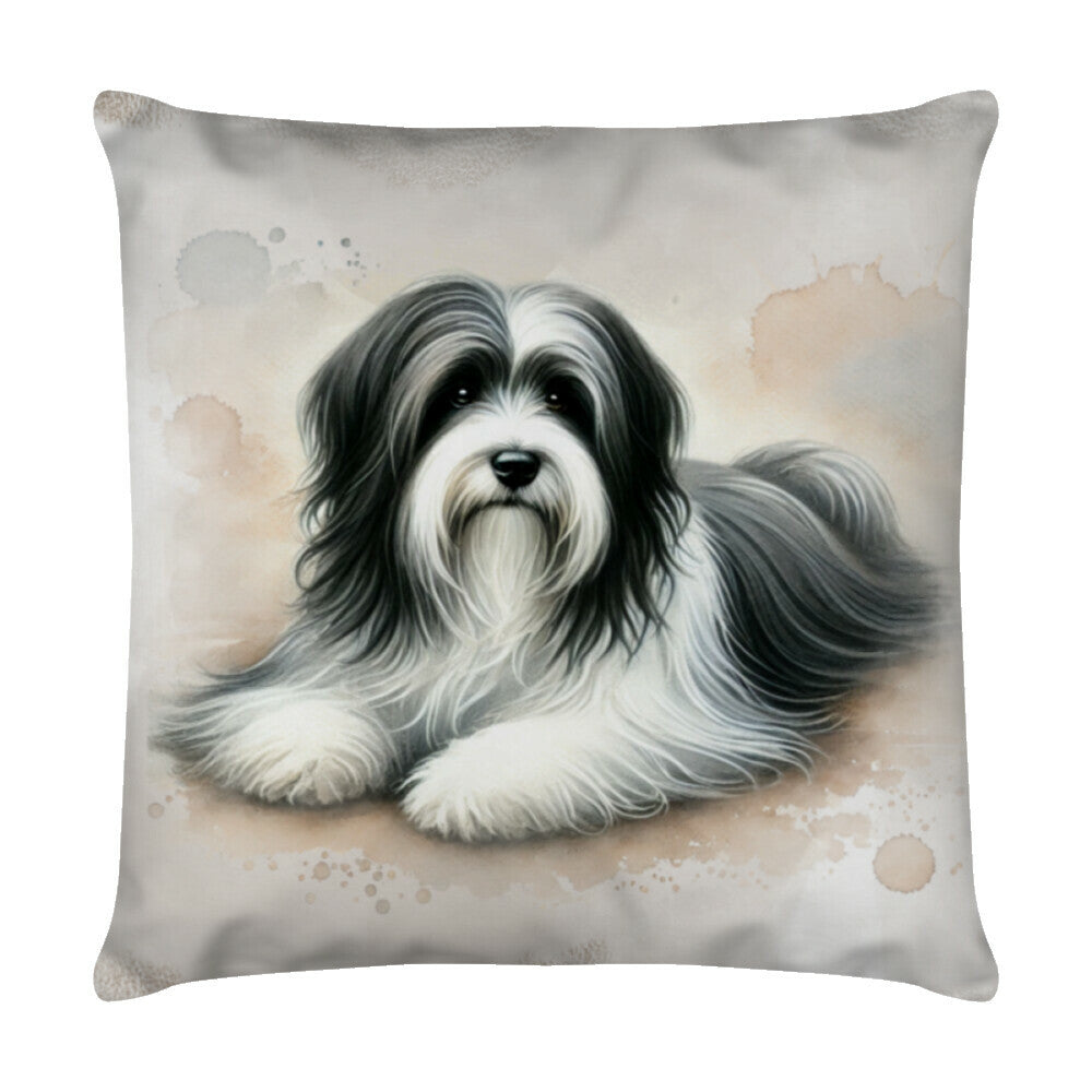 Kissen "Tibet Terrier - Relax" Weiß – hunde-shirt.de