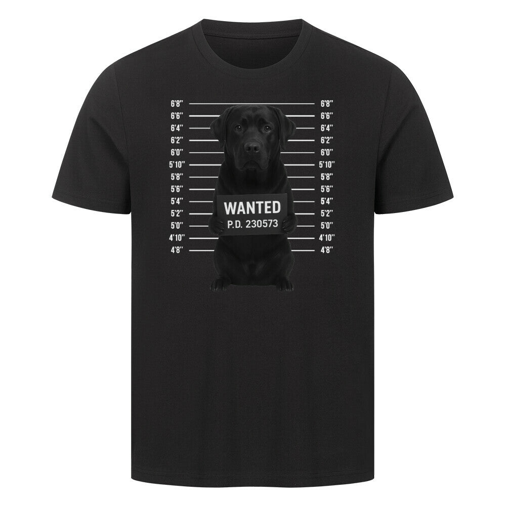 Premium T-Shirt "Labrador - WANTED" Schwarz – hunde-shirt.de