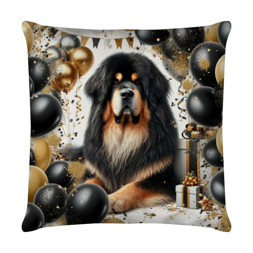 Kissen "Tibetmastiff - Geburtstag" Weiß – hunde-shirt.de