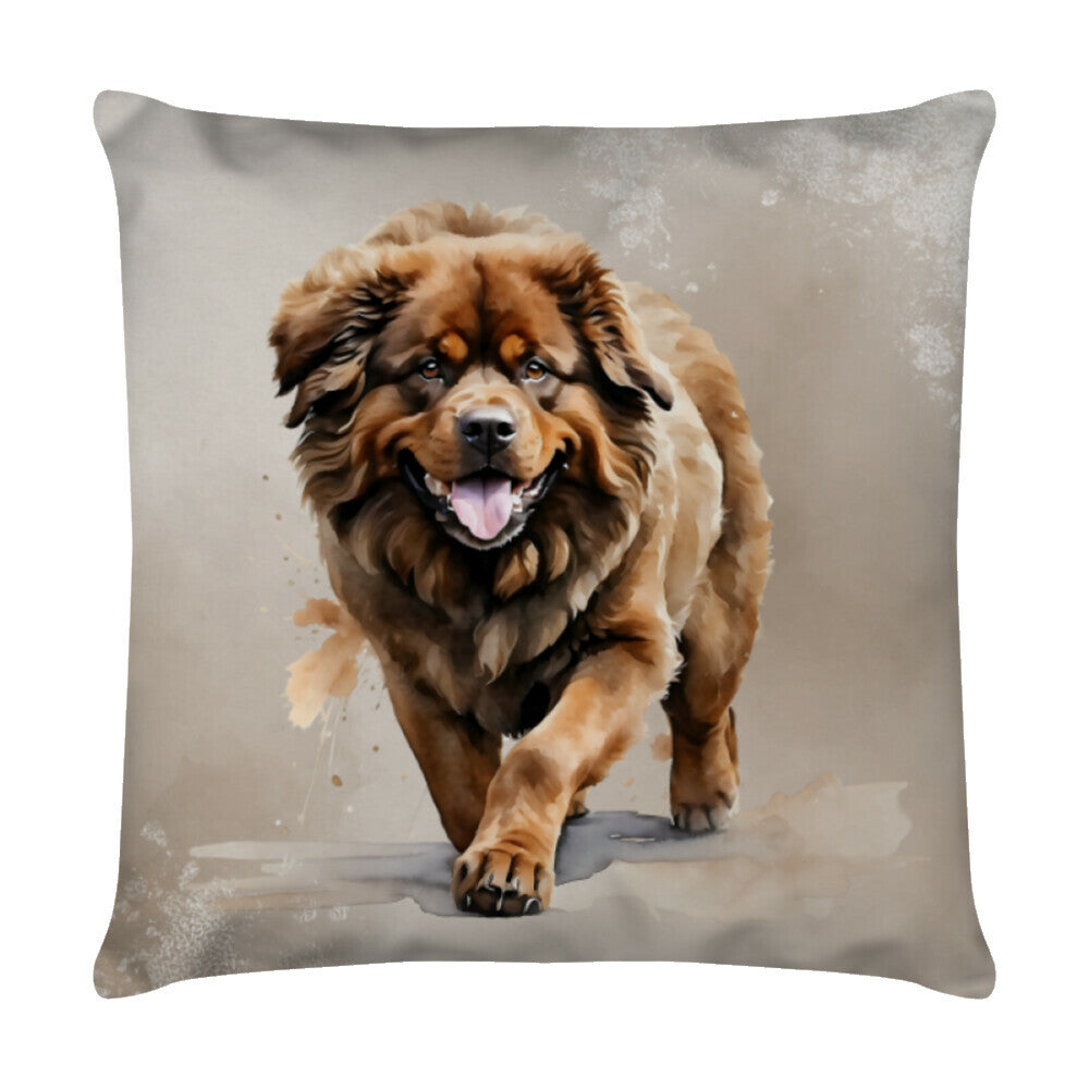 Kissen "Tibetmastiff braun - Walk" Weiß – hunde-shirt.de