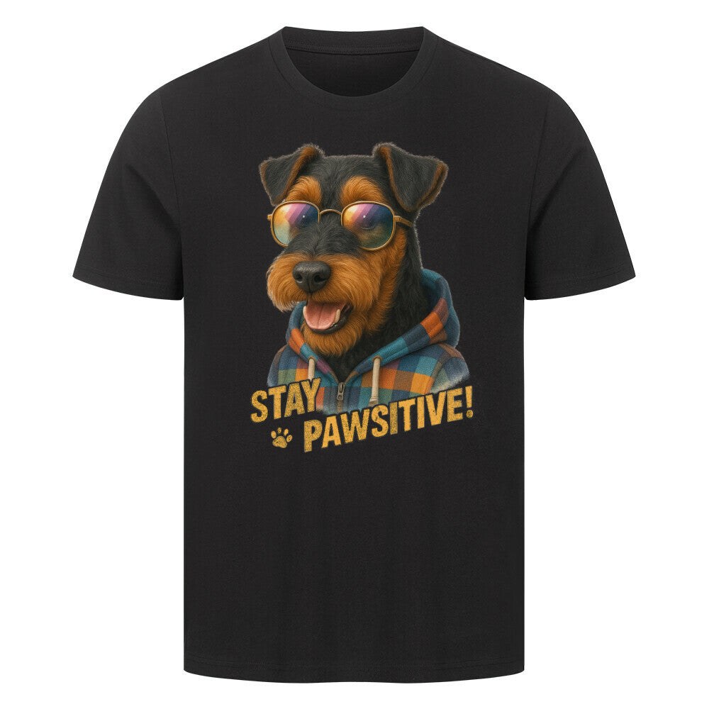 Premium T-Shirt "Welsh Terrier - Pawsitive" Schwarz – hunde-shirt.de
