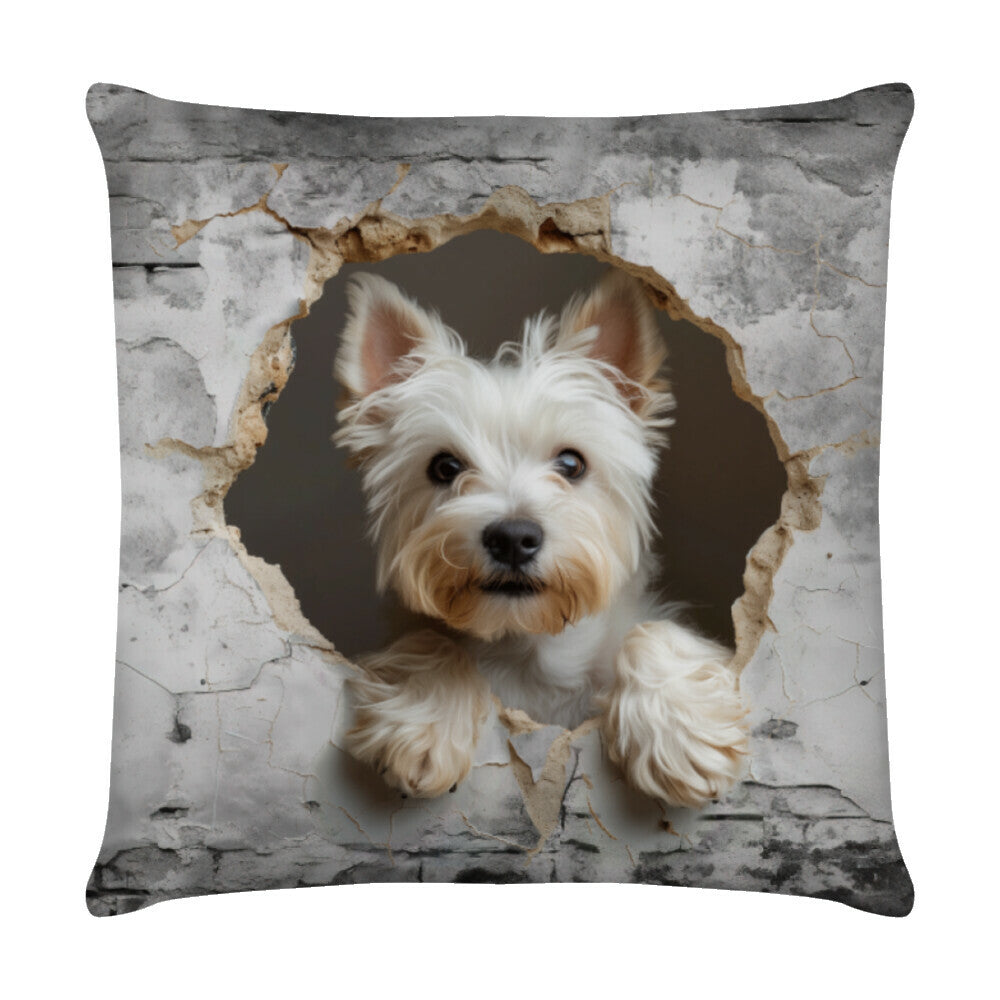 Kissen "Westie - Wall" Weiß – hunde-shirt.de