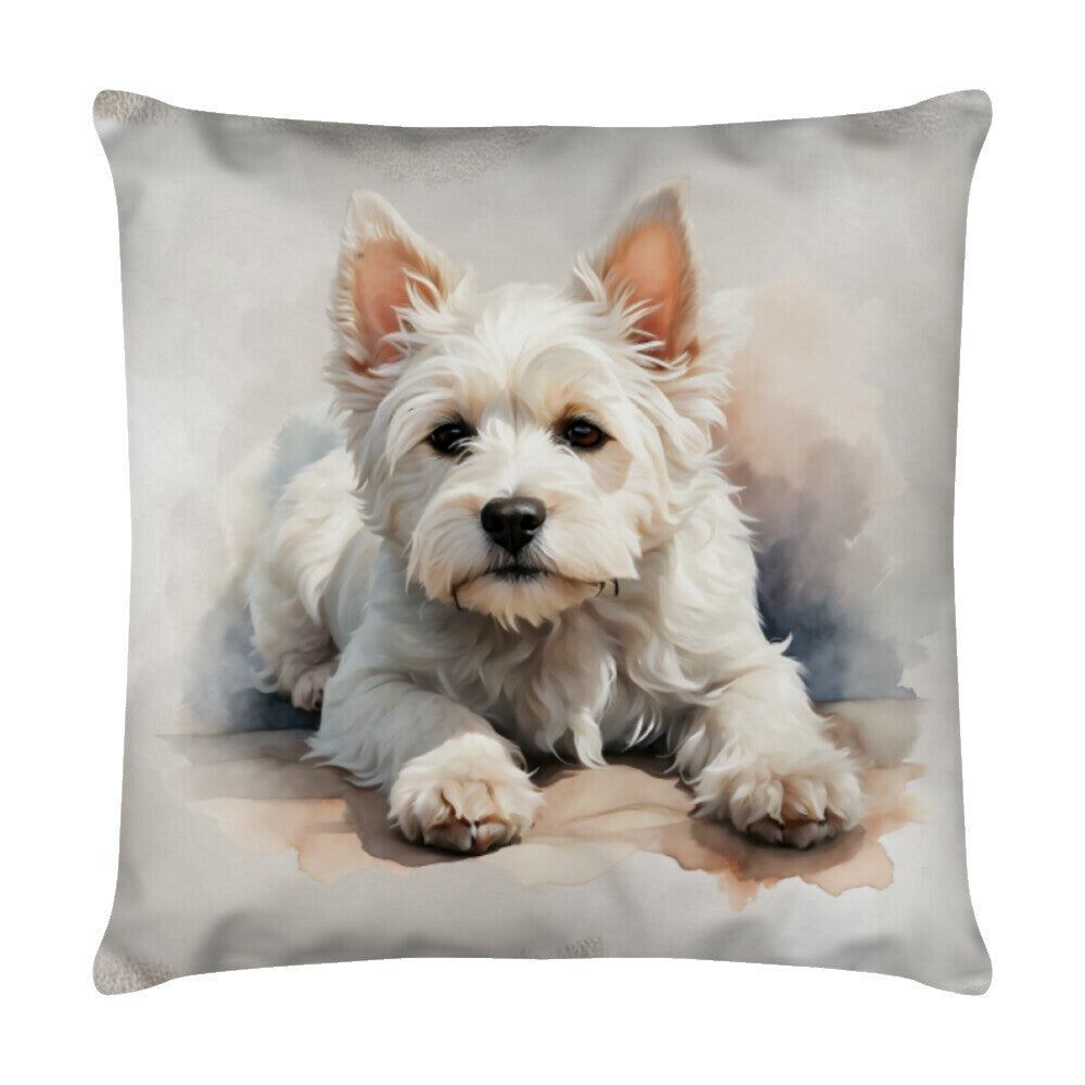 Kissen "Westie - Relax" Weiß – hunde-shirt.de