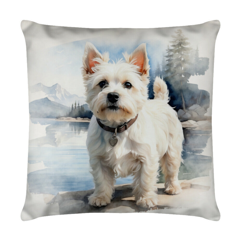Kissen "Westie - Natur" Weiß – hunde-shirt.de