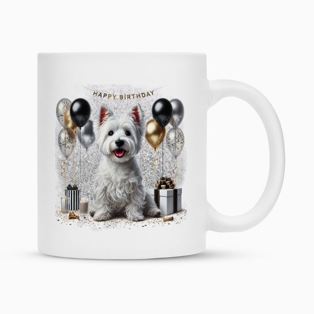 Tasse "Westie - Happy Birthday" Weiß – hunde-shirt.de