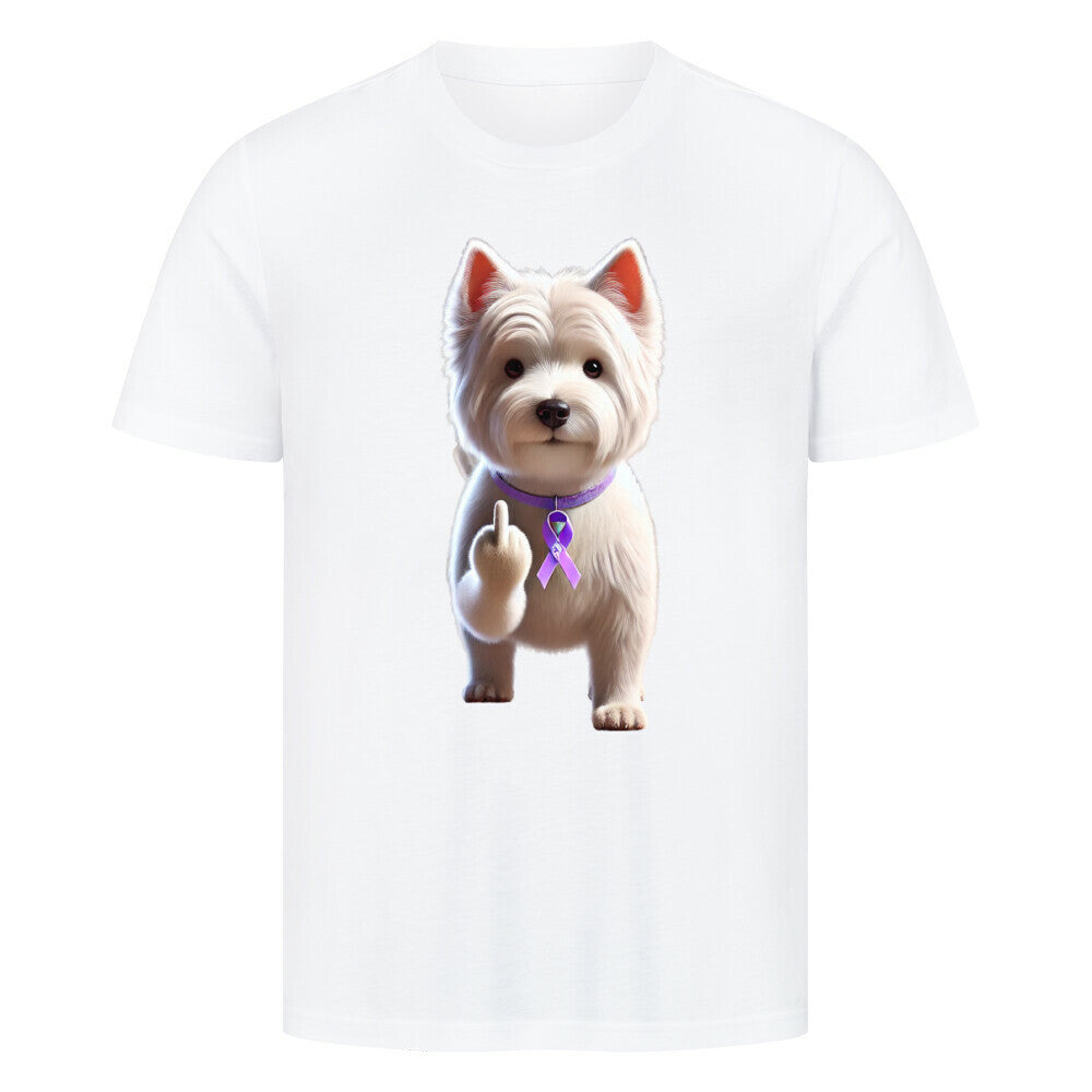 Premium T-Shirt "Westie - Fuck Cancer" Weiß – hunde-shirt.de