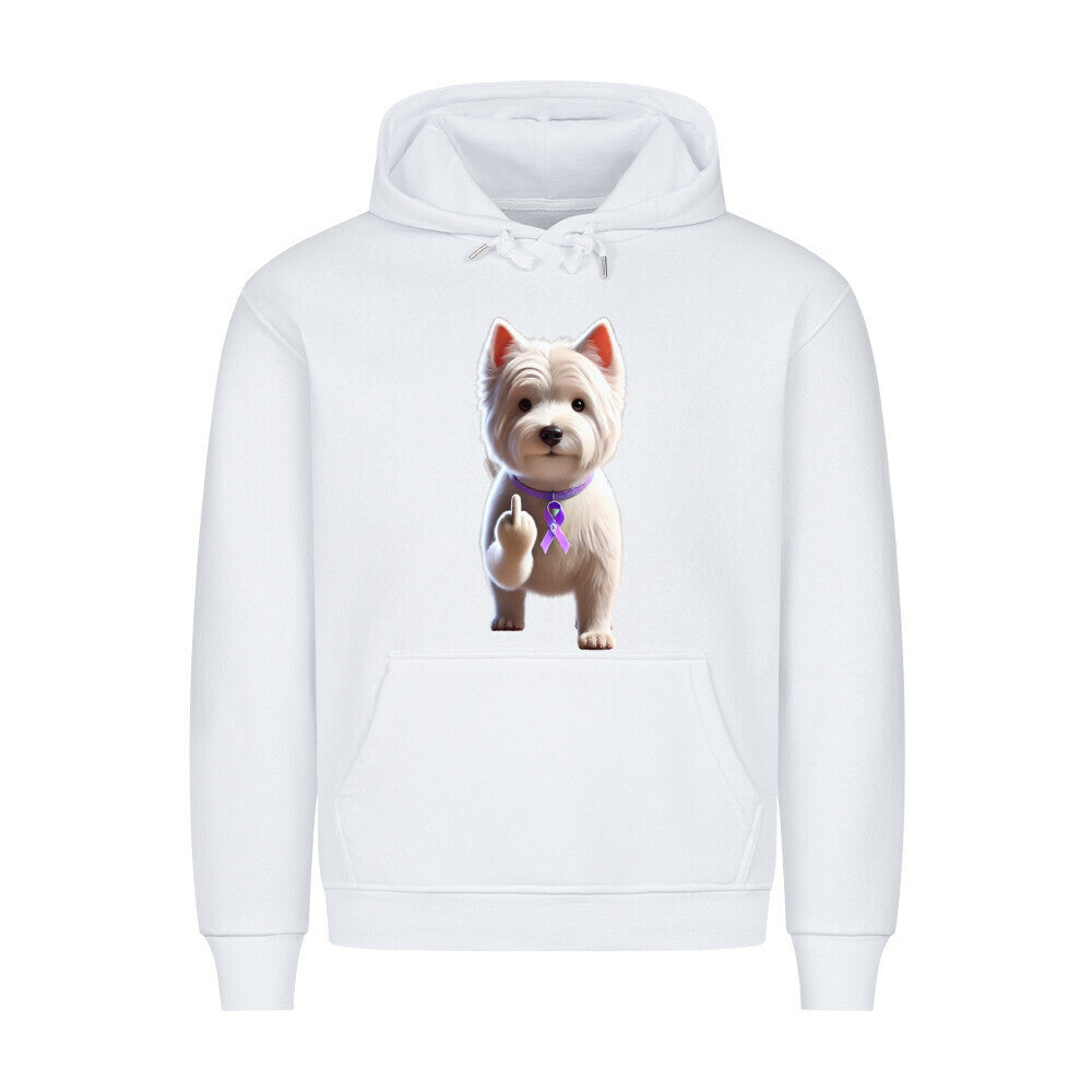 Premium Hoodie "Westie - Fuck Cancer" Weiß – hunde-shirt.de