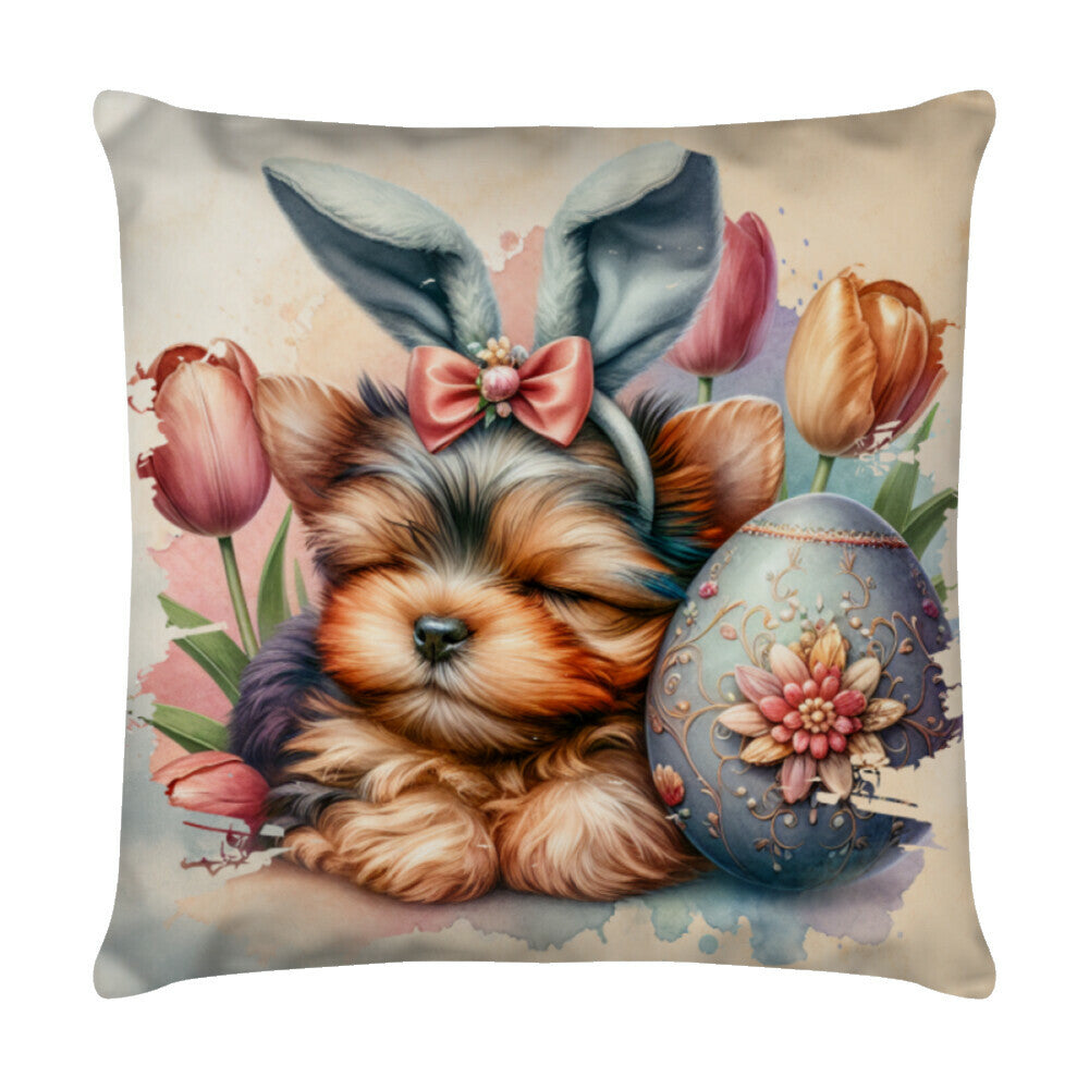 Kissen "Yorkshire Terrier - Ostern" Weiß – hunde-shirt.de