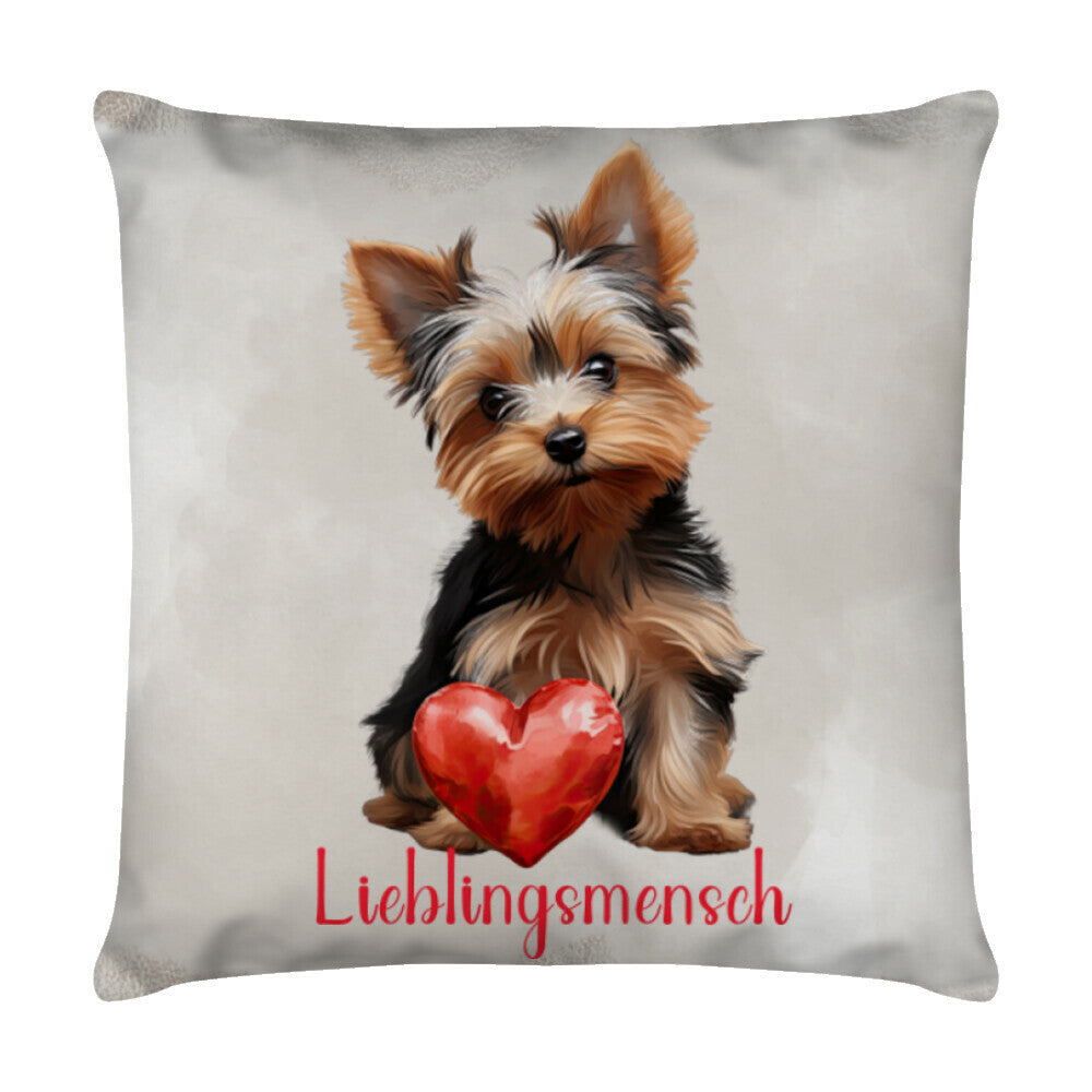 Kissen "Yorkshire Terrier - Lieblingsmensch" Weiß – hunde-shirt.de