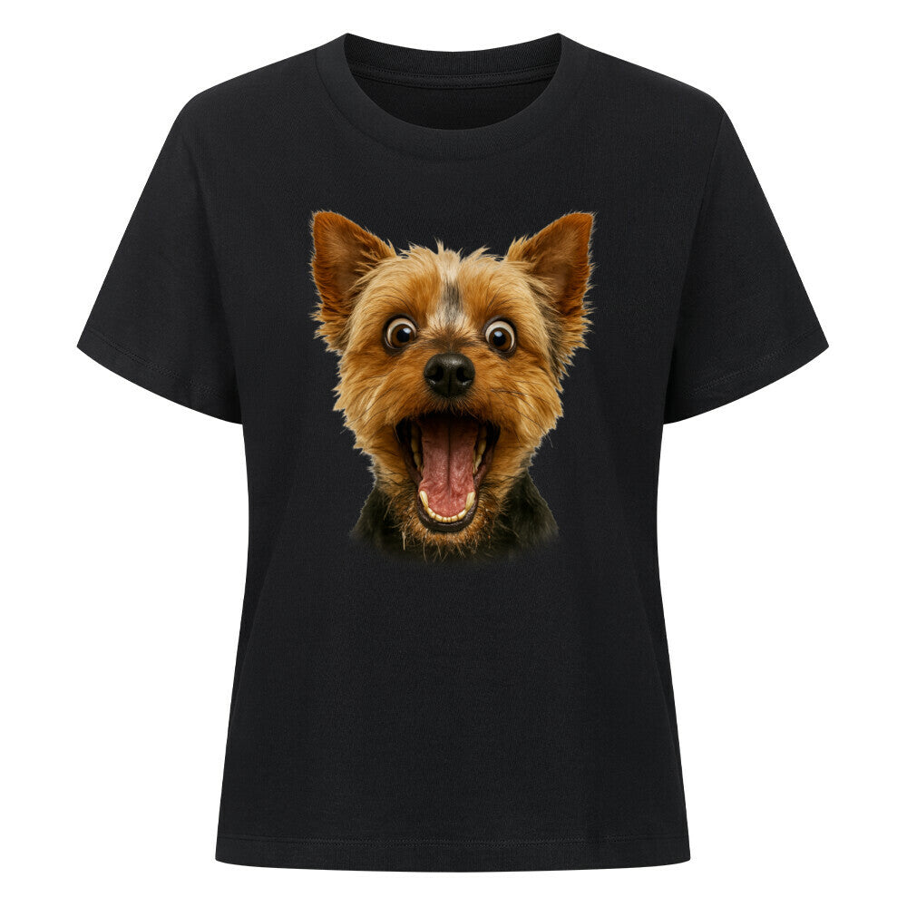 Premium Damen-Shirt "Yorkie - FUN" Schwarz – hunde-shirt.de