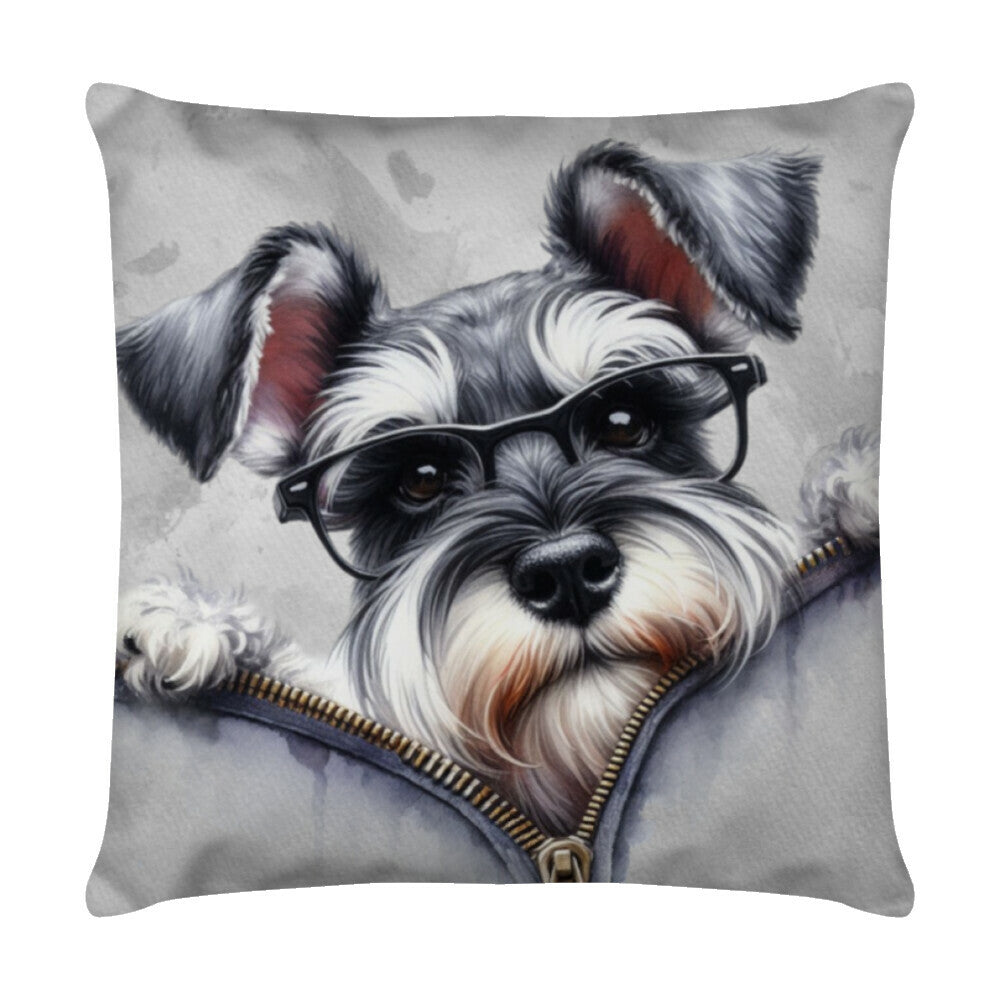 Kissen "Zwergschnauzer - Lesestunde" Weiß – hunde-shirt.de