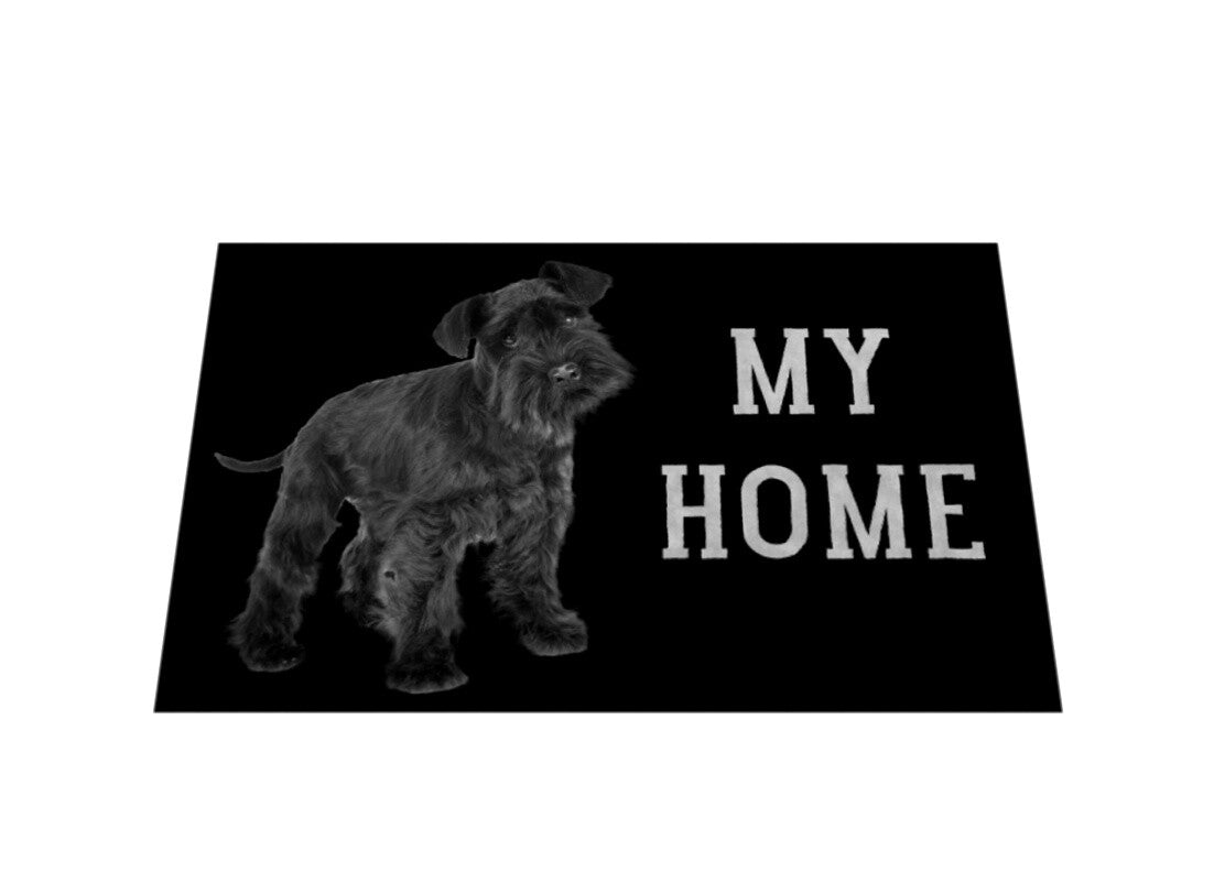 Fußmatte "Zwergschnauzer schwarz - MY HOME" – hunde-shirt.de