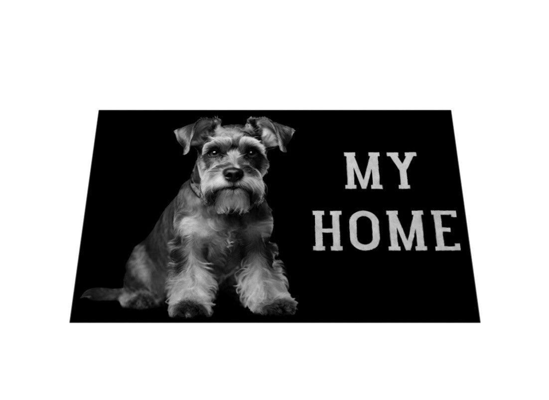 Fußmatte "Zwergschnauzer grau - MY HOME" – hunde-shirt.de
