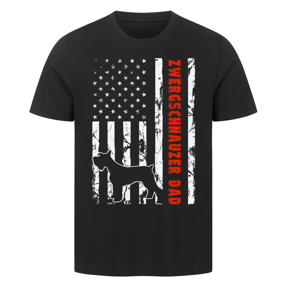 Premium T-Shirt "Zwergschnauzer - Flag Dad" Schwarz – hunde-shirt.de
