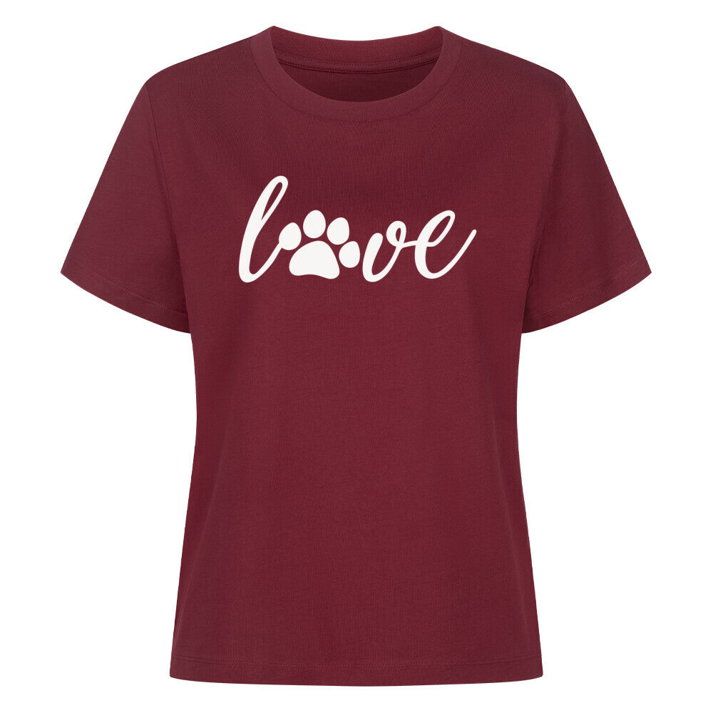 Premium Damen-Shirt "PAW Love" Burgunder – hunde-shirt.de
