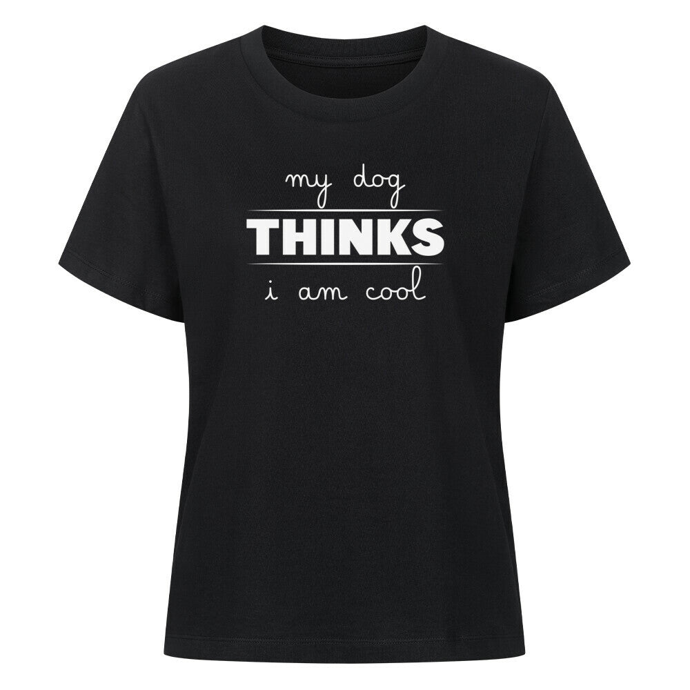 Premium Damen-Shirt "My dog thinks..." Schwarz – hunde-shirt.de