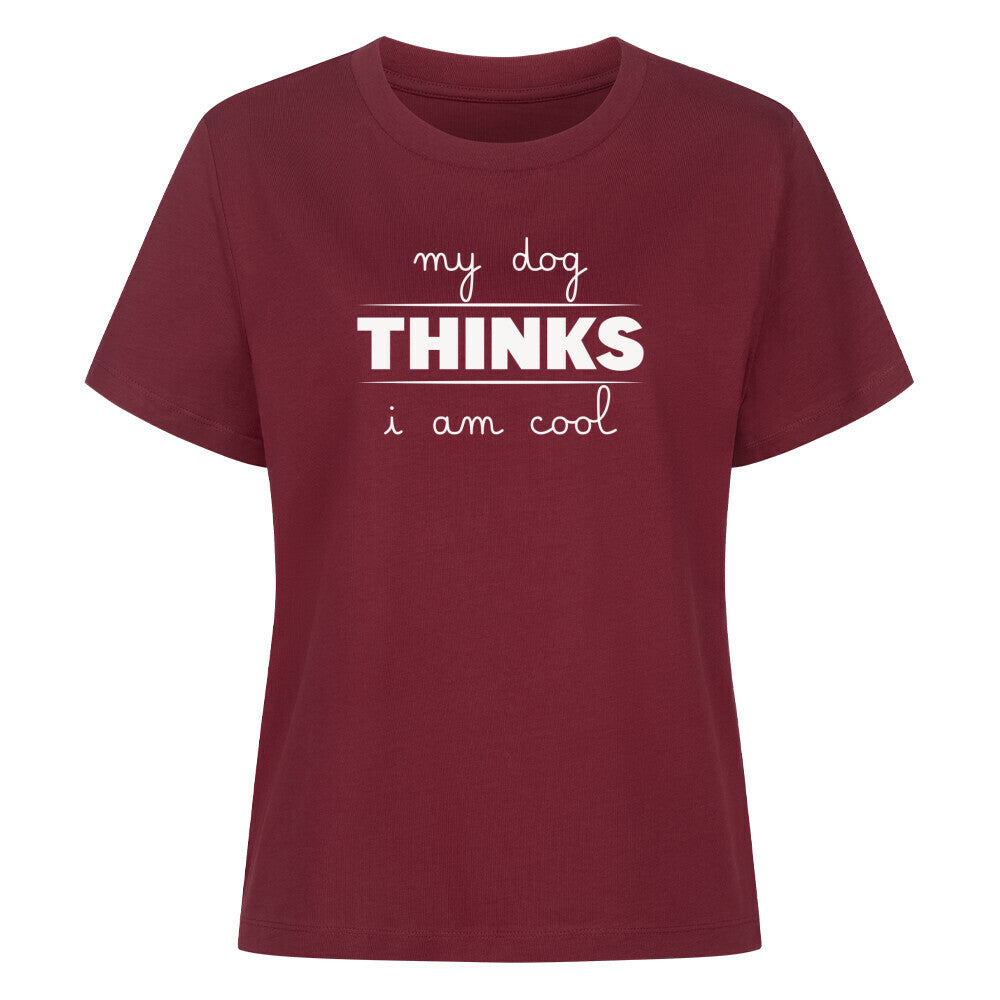 Premium Damen-Shirt "My dog thinks..." Burgunder – hunde-shirt.de