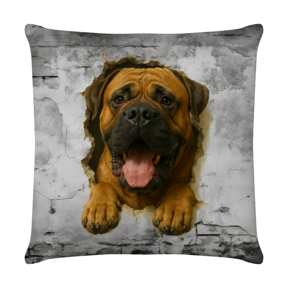 Kissen "Bullmastiff - Wall" Weiß – hunde-shirt.de