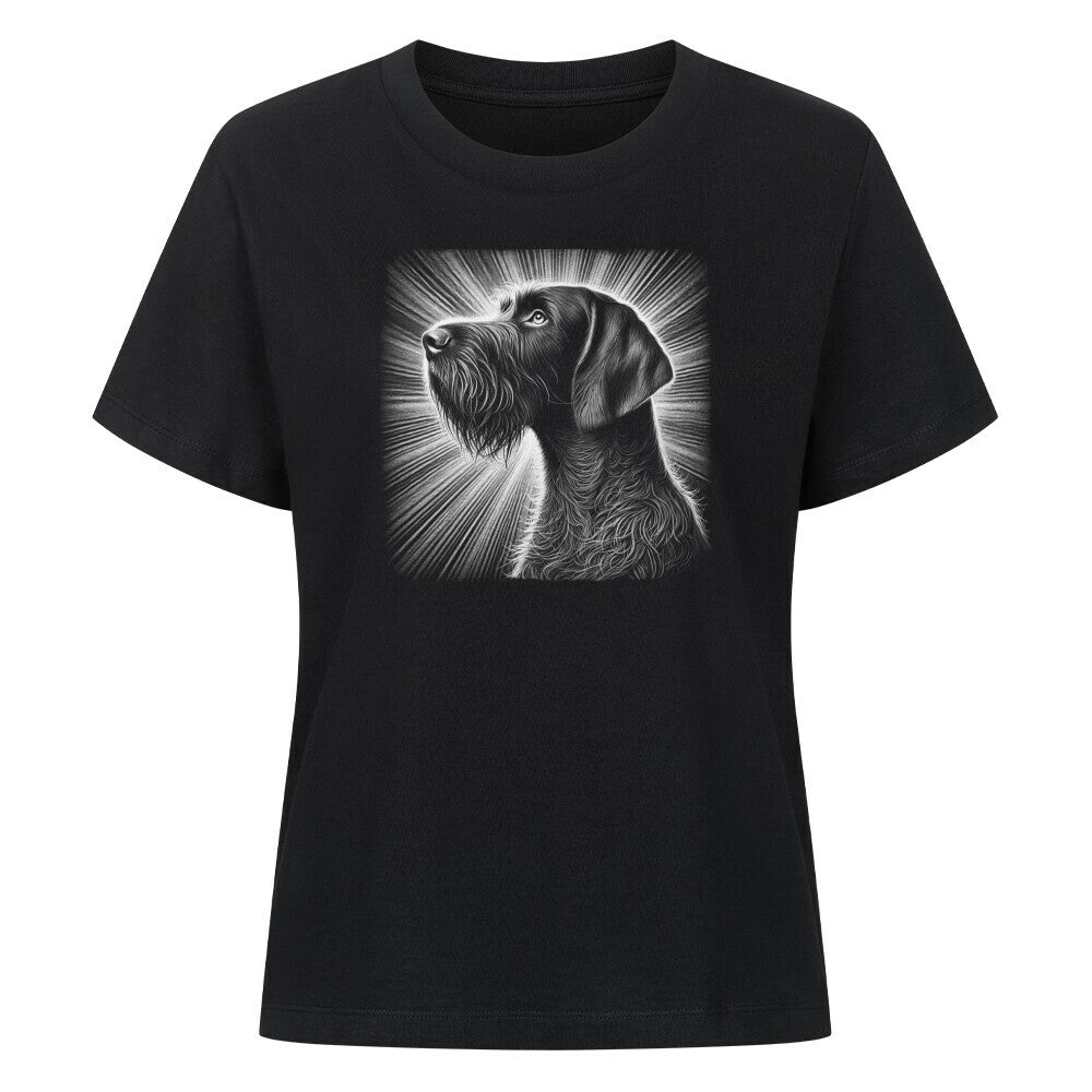 Premium Damen-Shirt "Deutsch Drahthaar - Shine" Schwarz – hunde-shirt.de