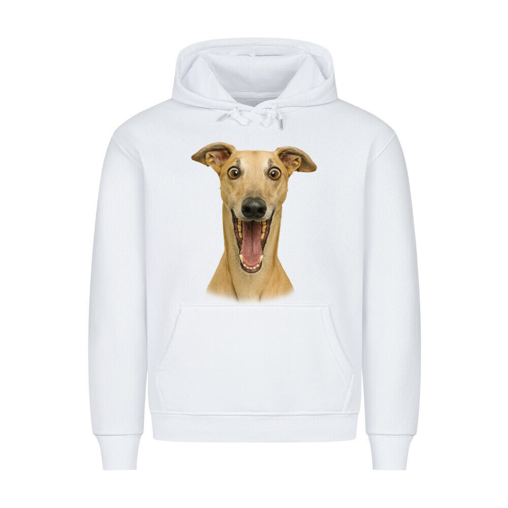 Premium Hoodie "Greyhound - Crazy" Weiß – hunde-shirt.de