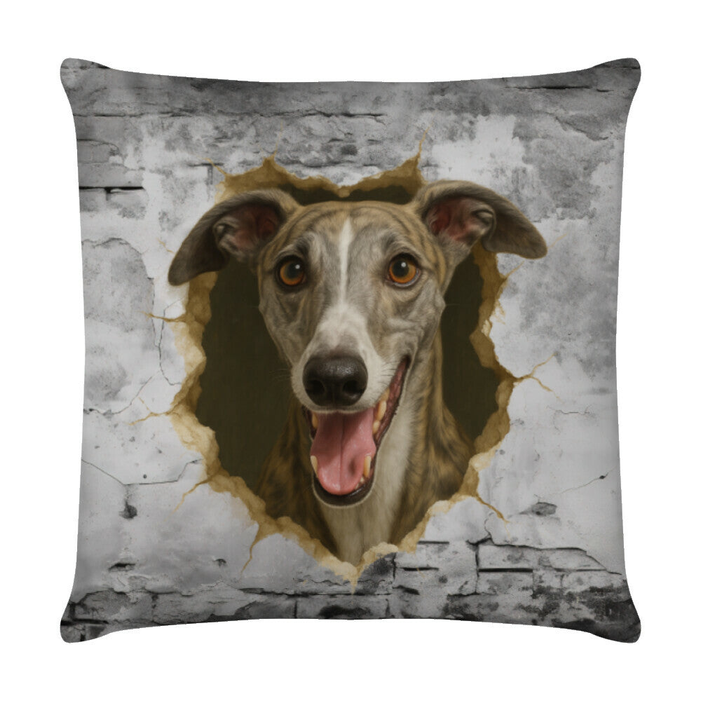 Kissen "Greyhound - Wall" Weiß – hunde-shirt.de