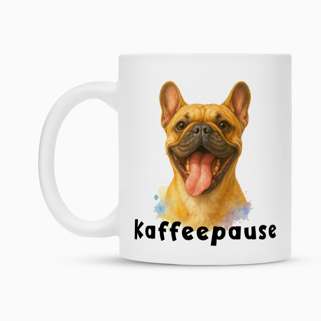 Tasse "Frenchie hell - Kaffeepause" – hunde-shirt.de