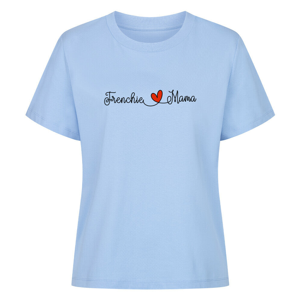 Premium Damen-Shirt "Frenchie - Mama" Sky Blue – hunde-shirt.de