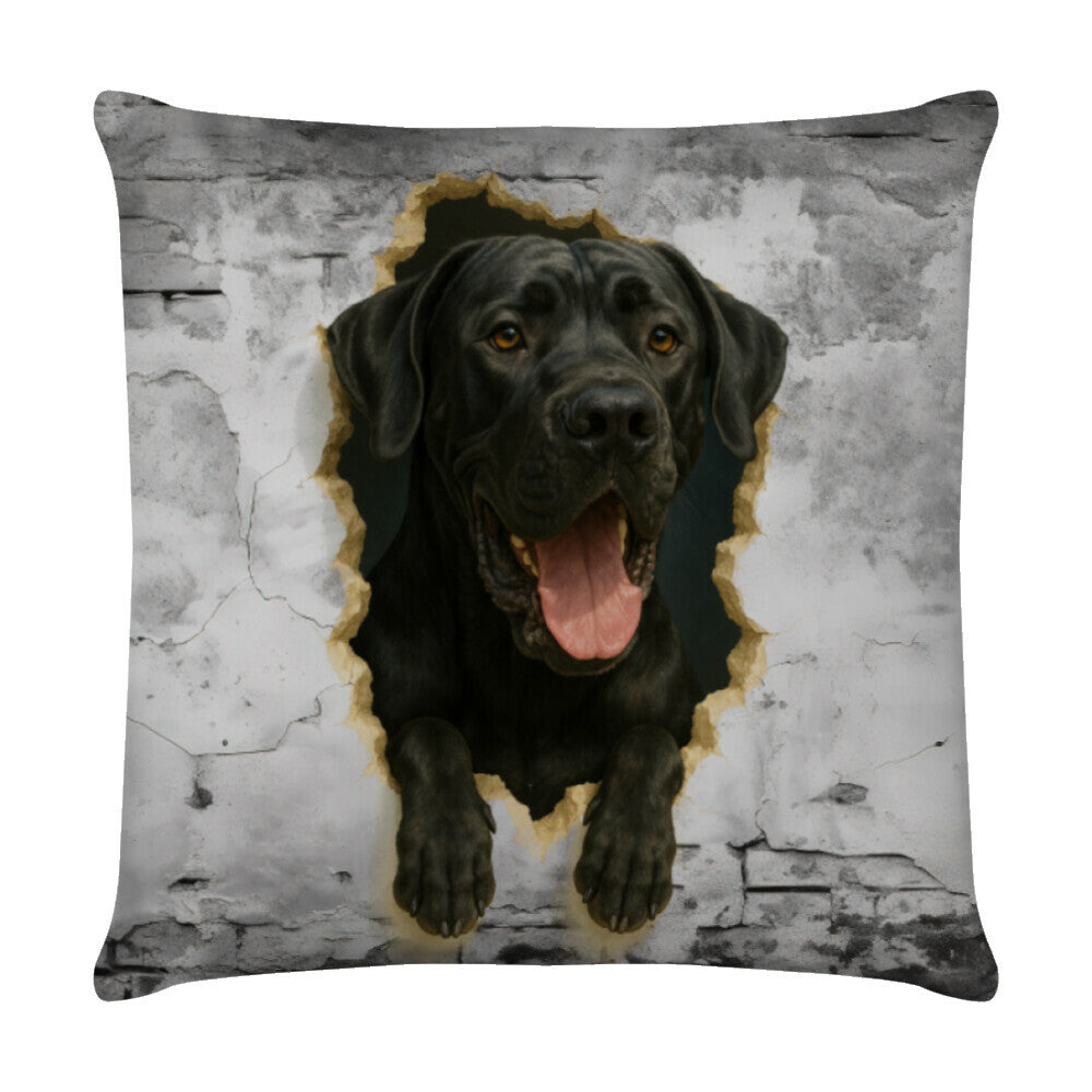 Kissen "Dogge schwarz - Wall" Weiß – hunde-shirt.de